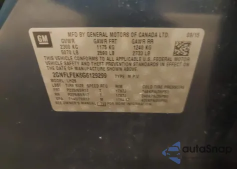 2016 Chevrolet Equinox Lt from USA, damaged, VIN 2GNFLFEK6G6129299